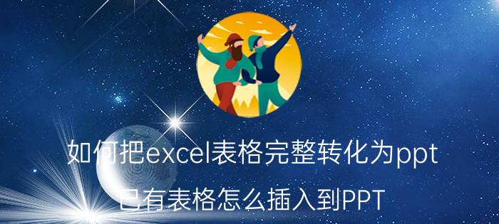 如何把excel表格完整转化为ppt 已有表格怎么插入到PPT？